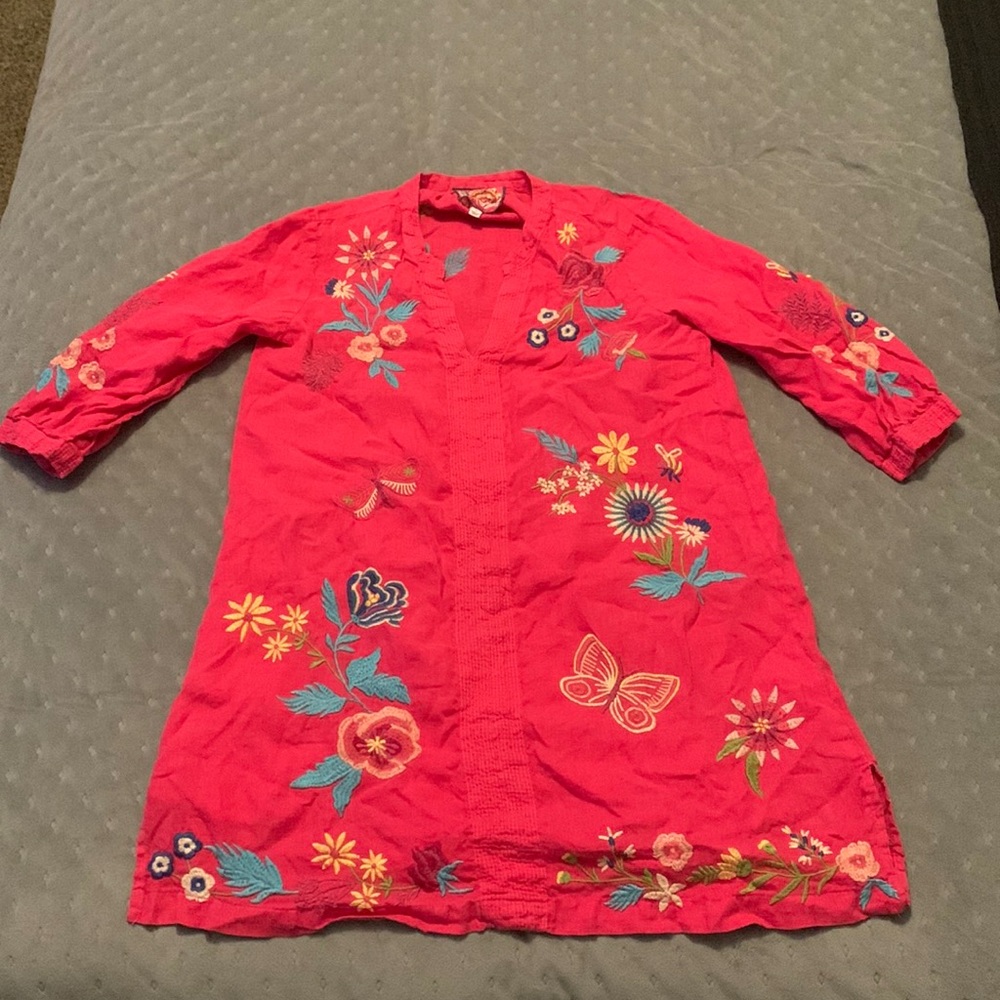 JOHNNY WAS SHORT LINEN DRESS
